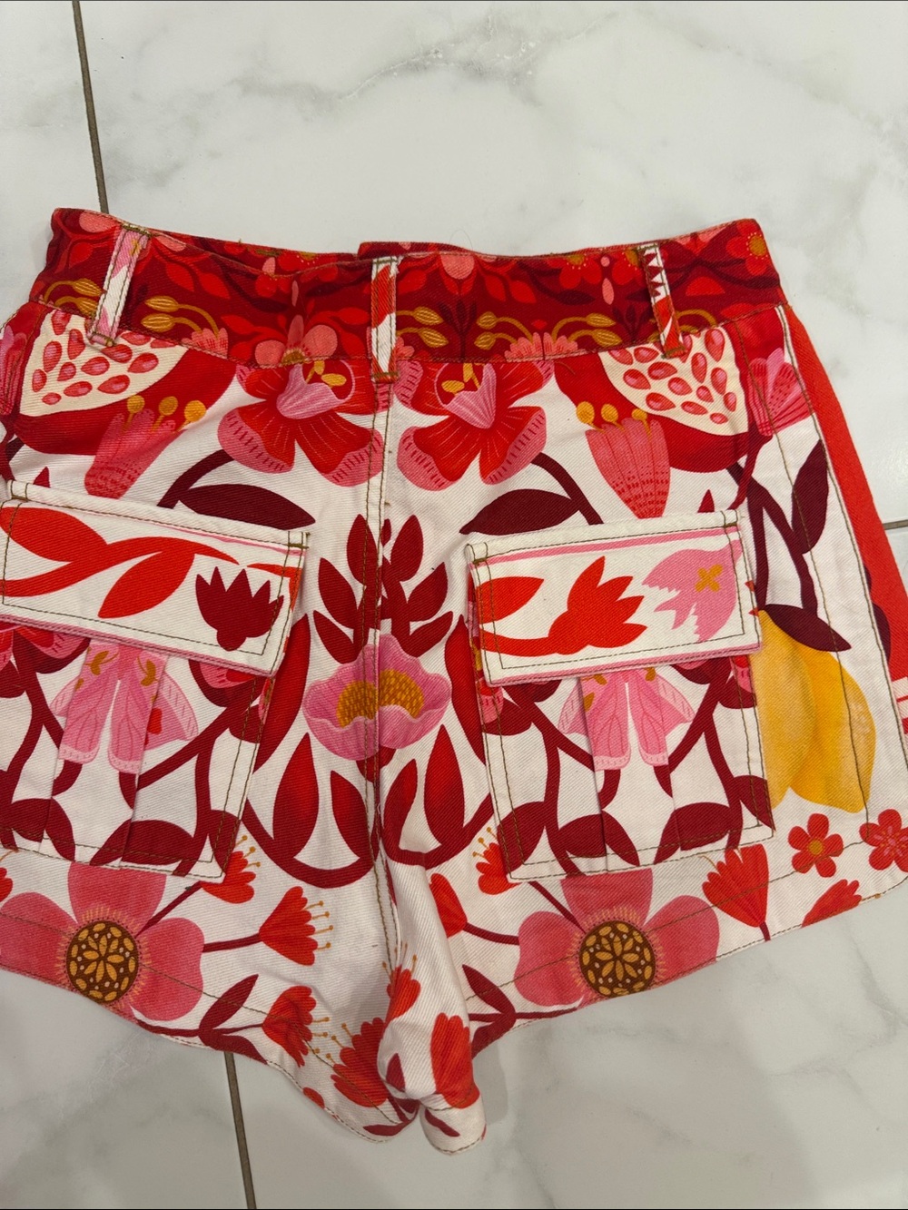 FARM Rio Red, Pink & Orange Floral Cotton Shorts - Picture 5 of 5